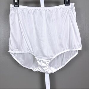 Vintage Underscore High Waist Panties Size 10 Slippery Nylon Full Cut White USA